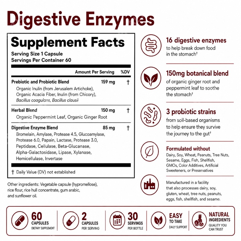Enzimi Digestivi con Prebiotic - Digestive Enzyme Blend recensione e prezzo